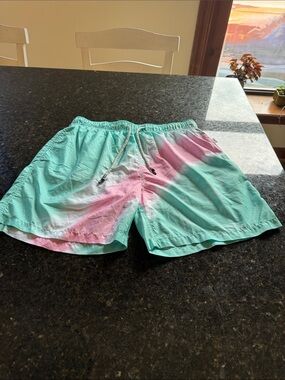 Vintage Summer - Mint Green & Pink - Tie-Dye Swim Trunks